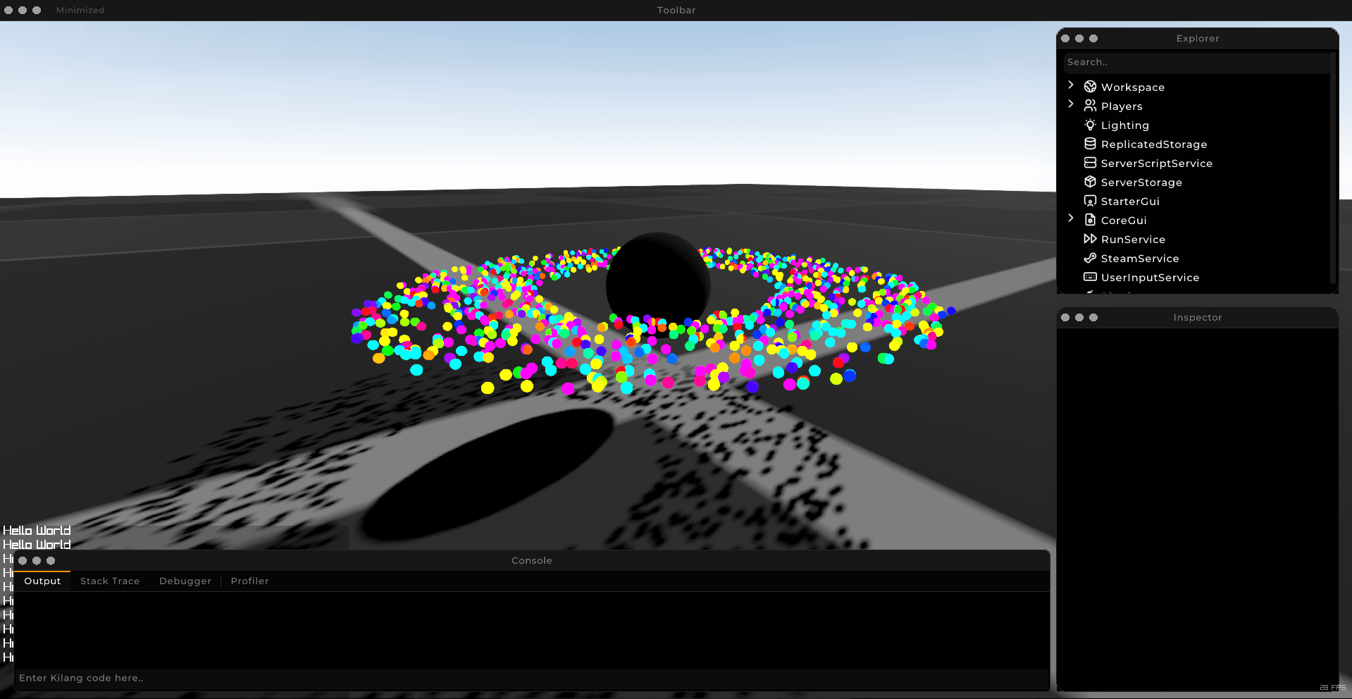Kinemium rendering a procedural Luau scene